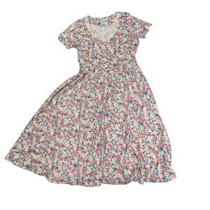 Vintage Ms. Conduct California Floral Lace Neck Pearl Button Midi Dress Size 10P